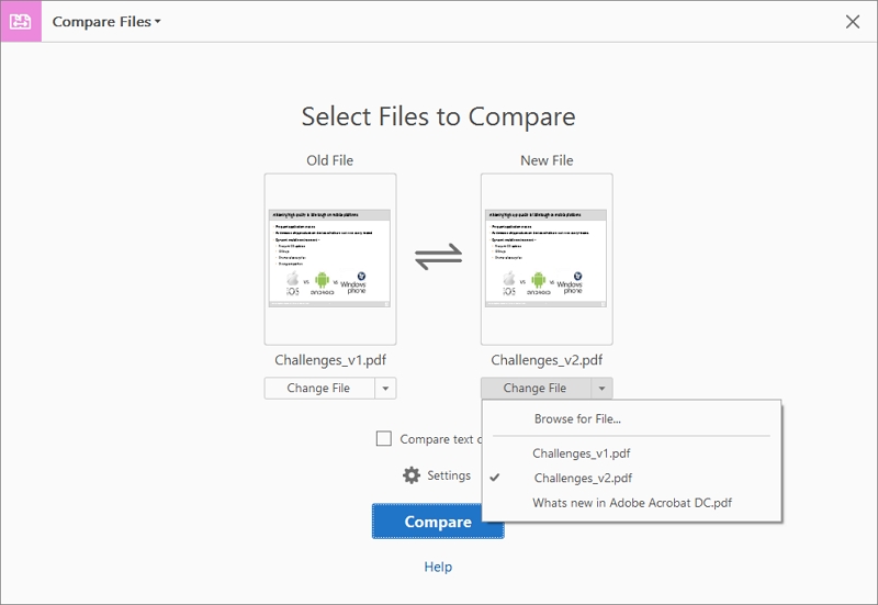 How To Compare PDFs With Adobe Acrobat