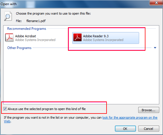 how to default opening pdf with adobe