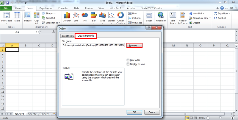 insert pdf in excel 365