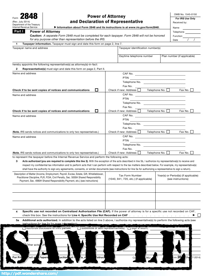 power of attorney form template