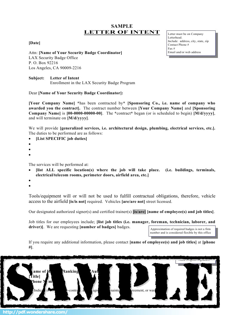 Letter Of Intent Free Download Create Edit Fill And Print 1631