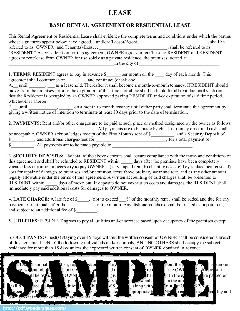 lease agreement template