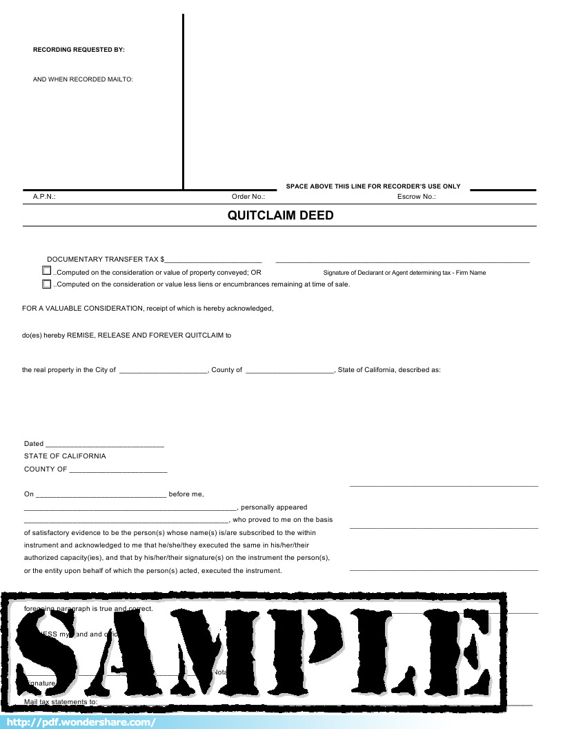 quick claim deed template