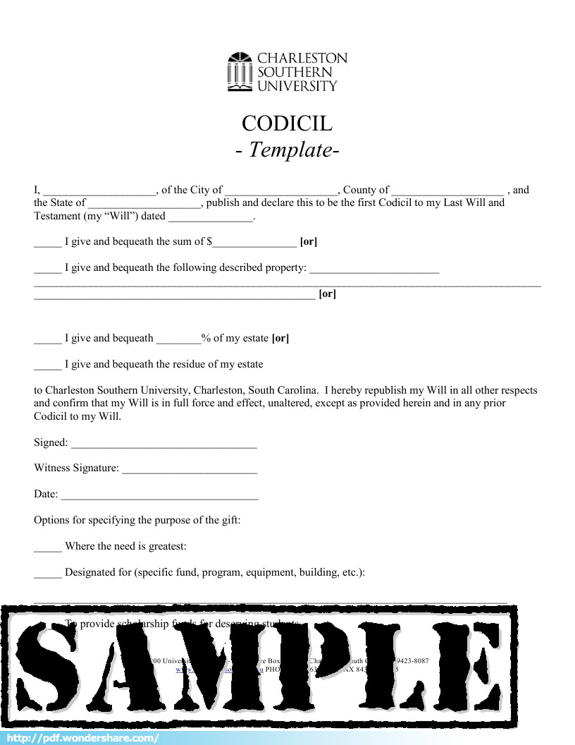 Codicil Template Free Printable Templates