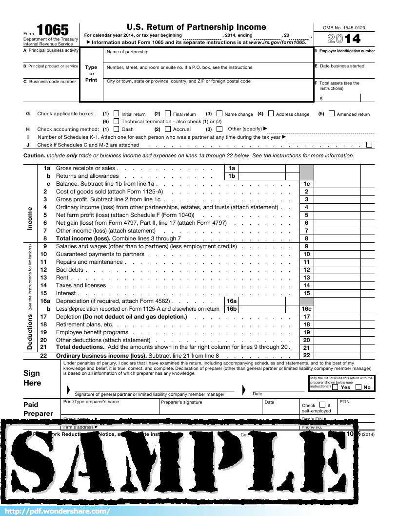 IRS Form 1065 Free Download, Create, Edit, Fill and Print
