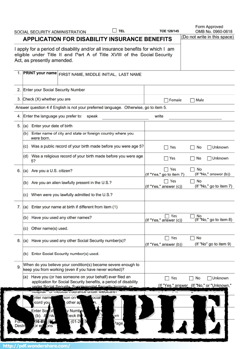 disability application template