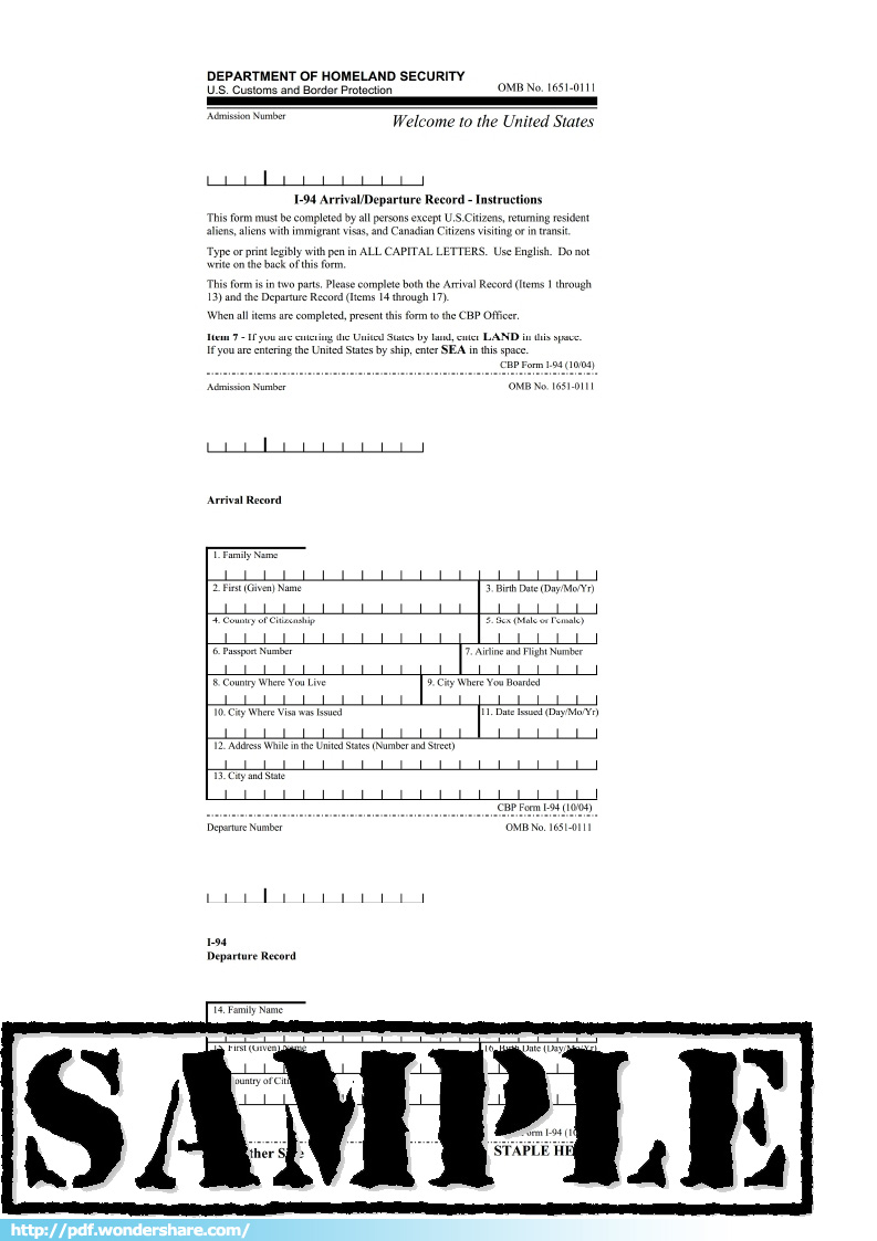 i-94 template