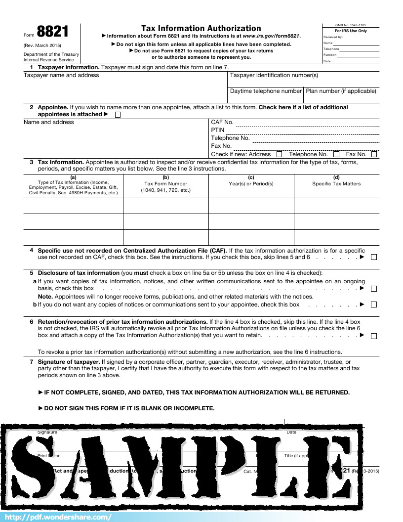 form 8821 template