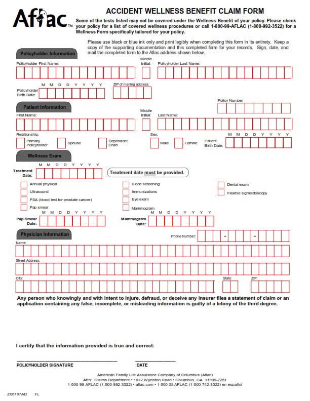 Aflac Claim Forms Printable | TUTORE.ORG - Master of Documents