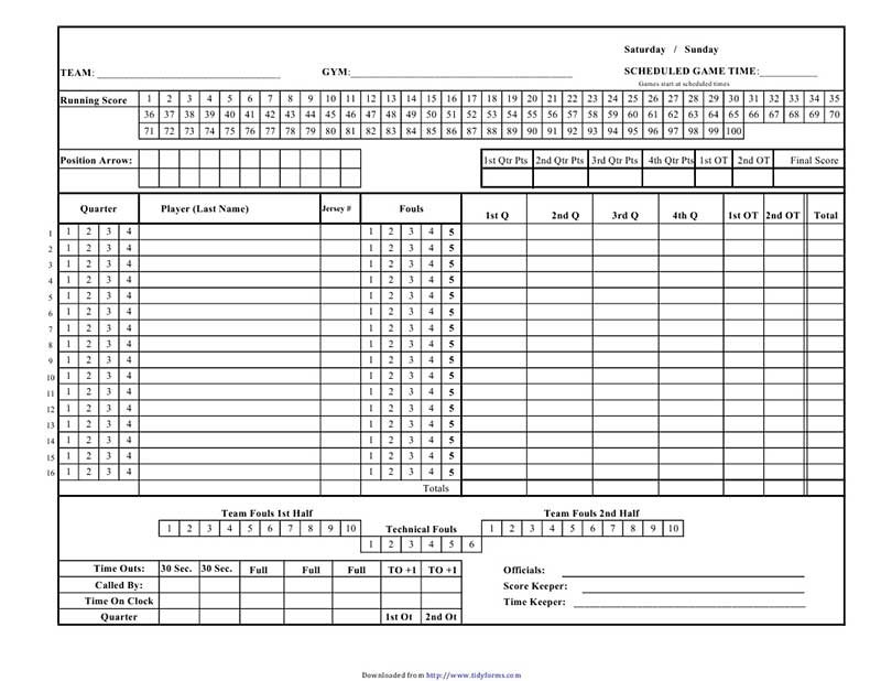 cricket player score sheet pdf