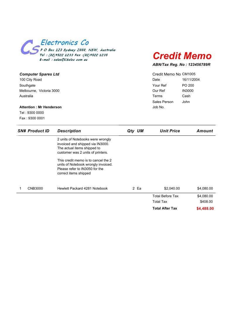 Credit Memo Template Free Download Create Edit Fill And Print