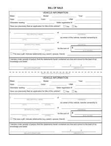 Bill Of Sale Form Print Out DMV Bill of Sale Form