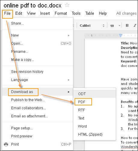 how do i make a pages document into a pdf