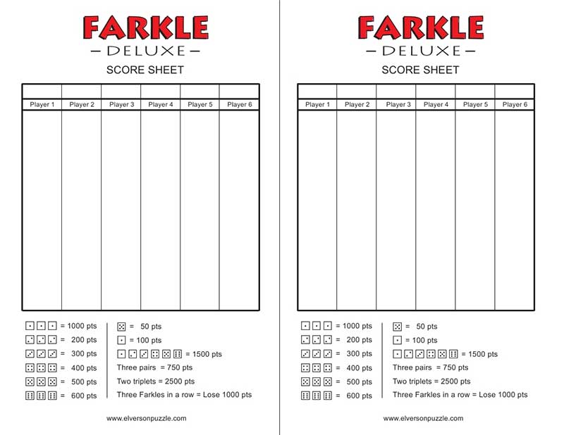 Farkle rules printable northwestxoler