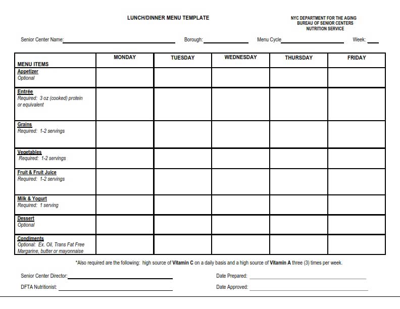 Menu Templates: Free Download, Create, Edit, Fill and Print