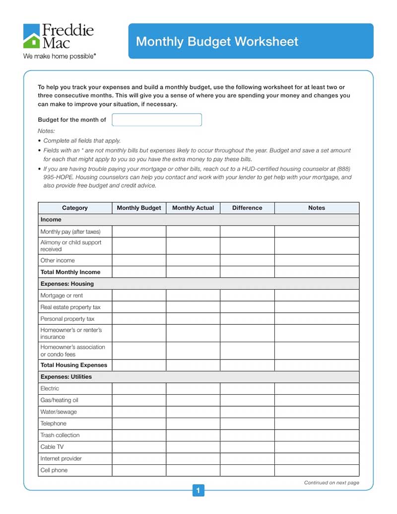 household budget forms pdf
