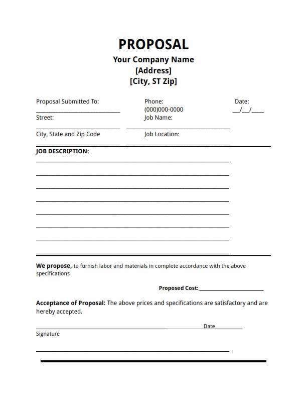 Proposal Template Free Download, Create, Edit, Fill and Print