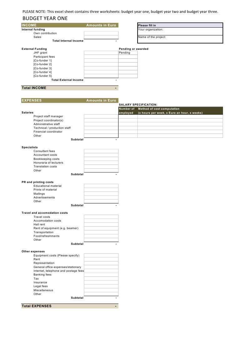 simple project budget template
