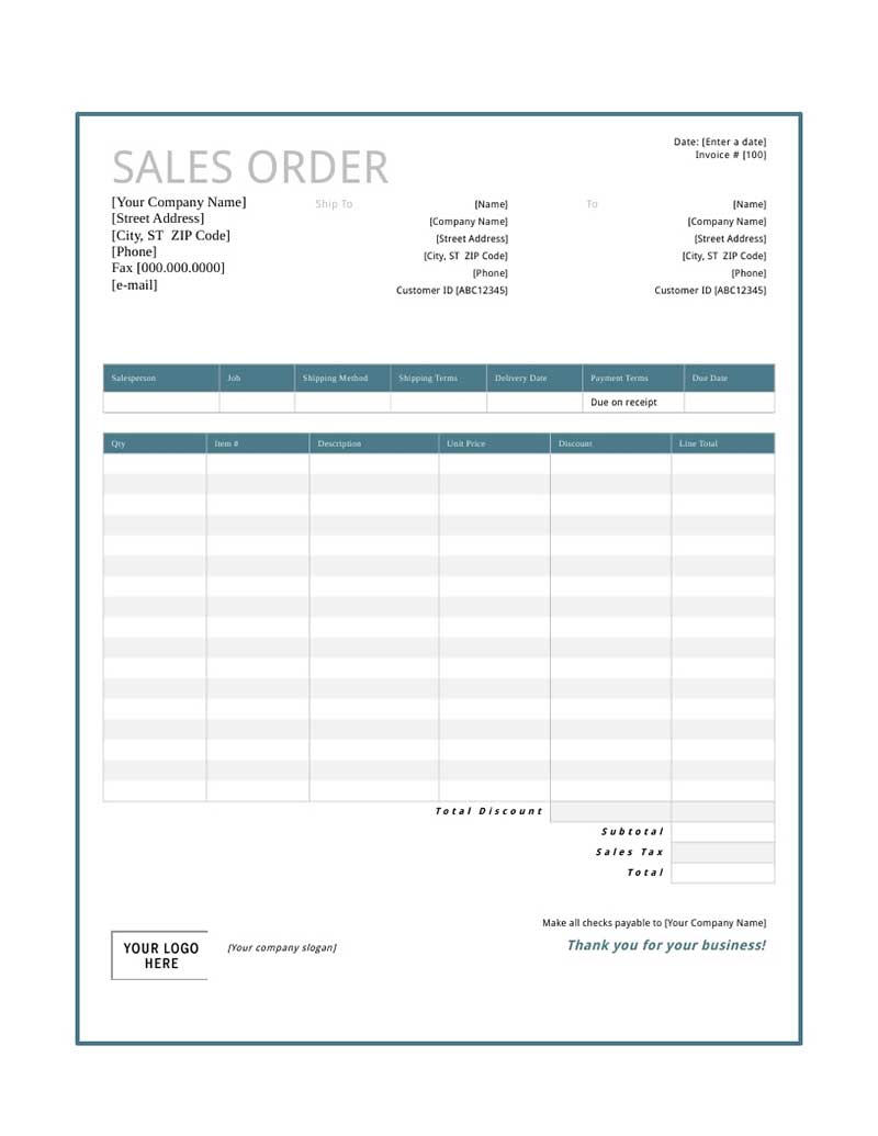 Sales Order Template Free Download, Create, Edit, Fill and Print