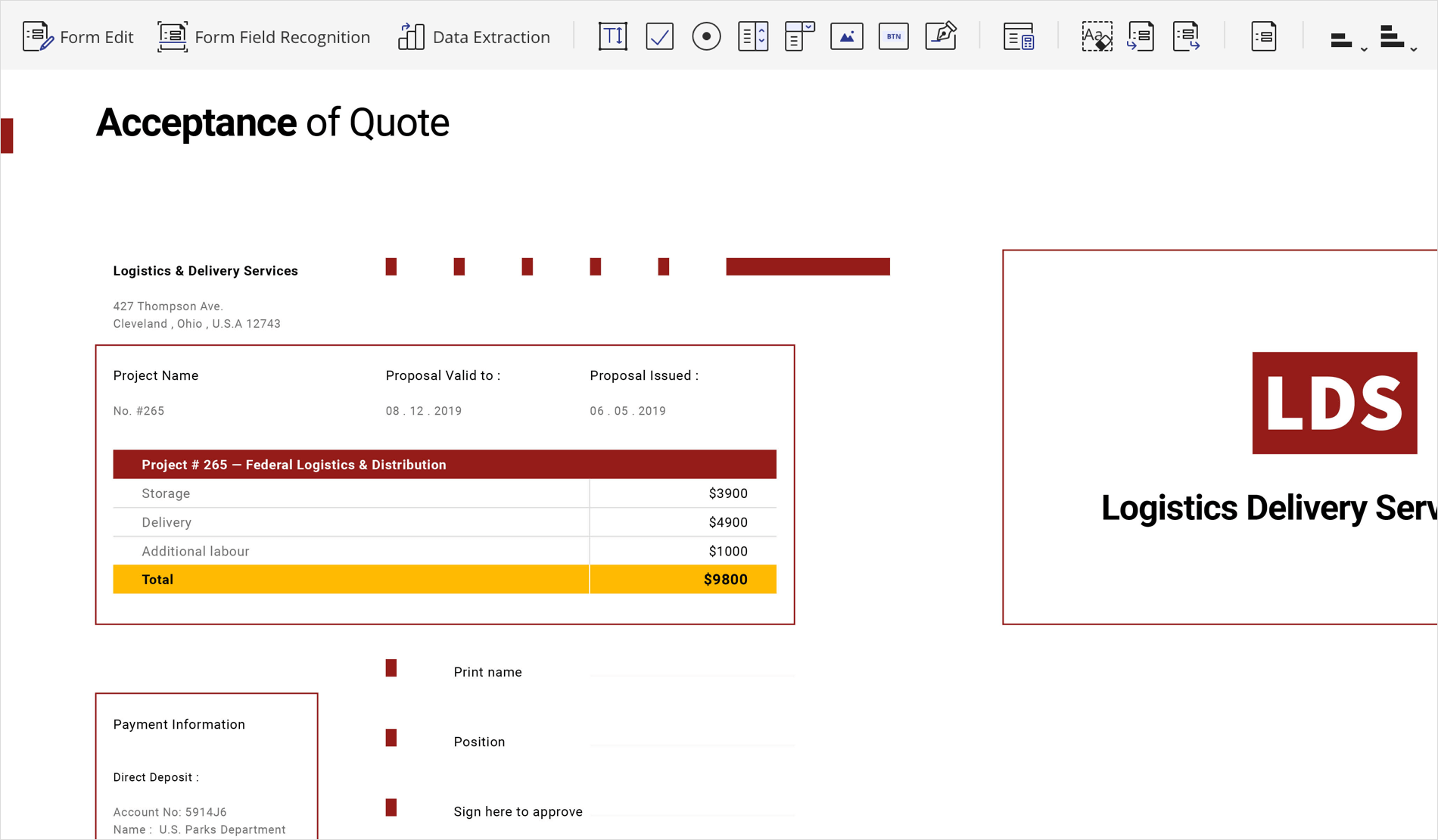 One-click Form Creation