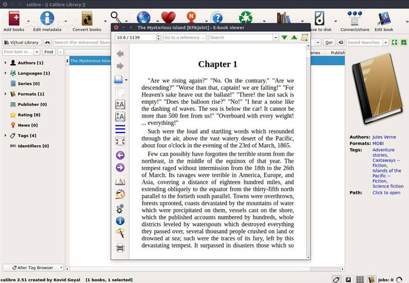 calibre epub reader font size