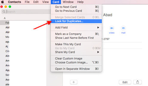 remove duplicate contacts on your mac for macos 10.14