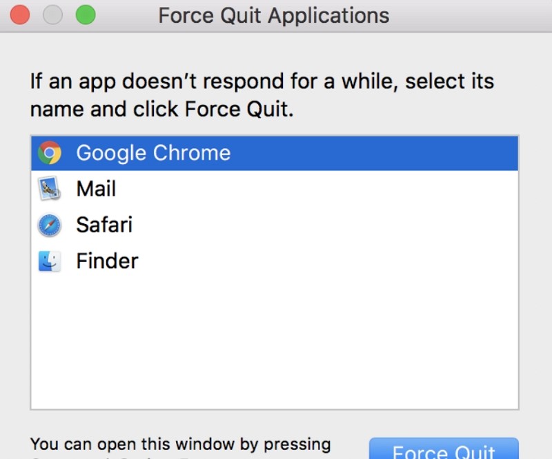 google chrome force quit on macos 10.15