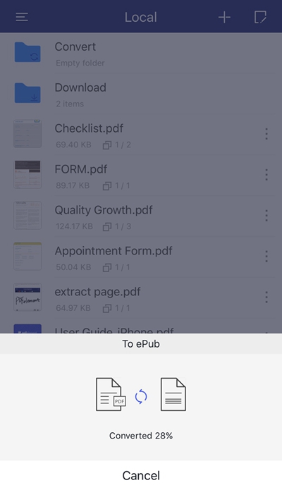 pdf to epub on iphone