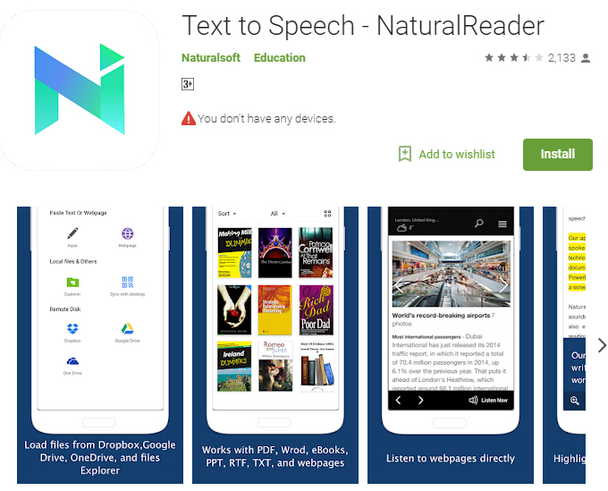 android pdf reader text to speech free