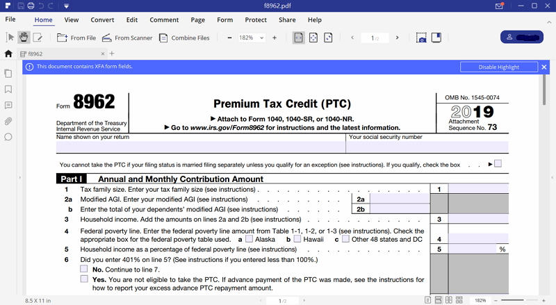 Turbo Tax Irs Form 8962 Fillable - Printable Forms Free Online