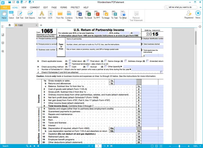 Irs Form 1065 How To Fill It With The Best Form Filler 6361