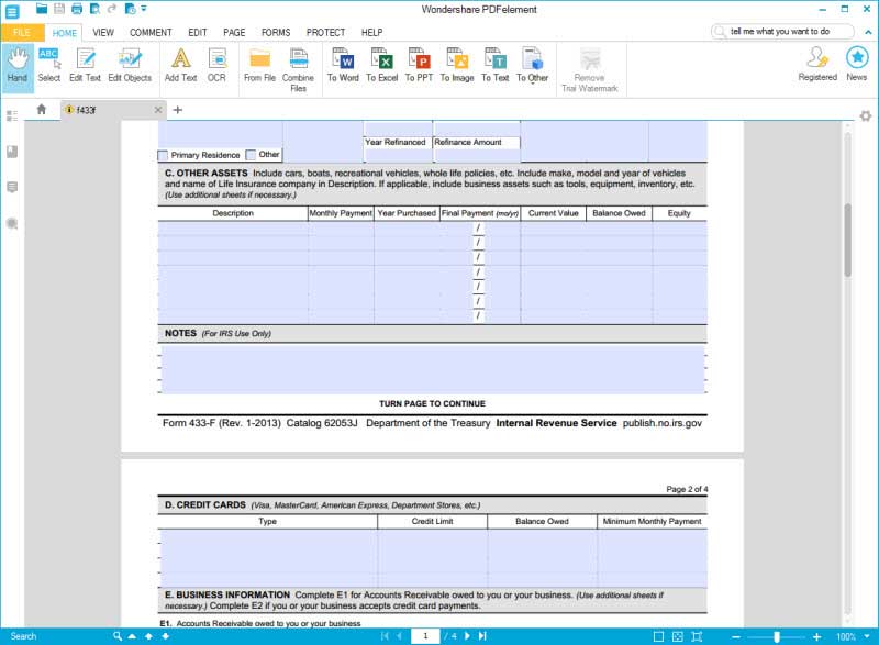 IRS Form 433 F Fill It Out In Style