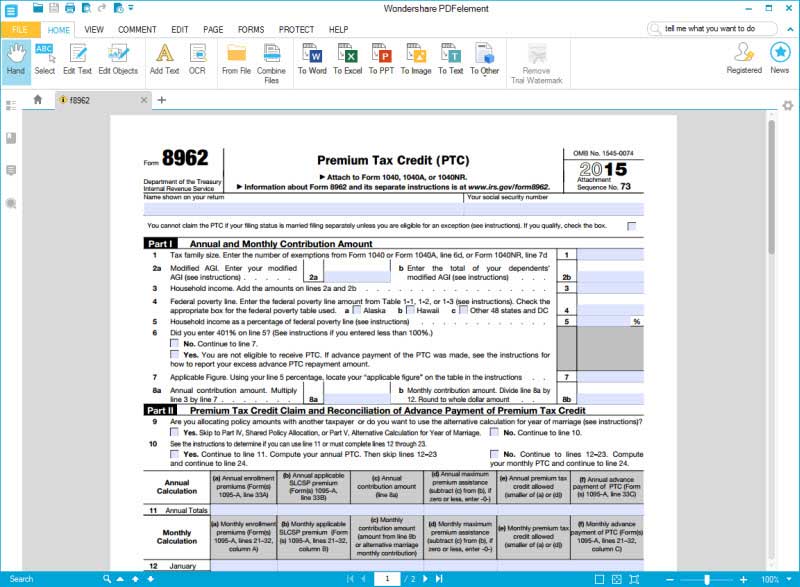 Form 8962 Instructions 2025 - Elsie J. Dudley