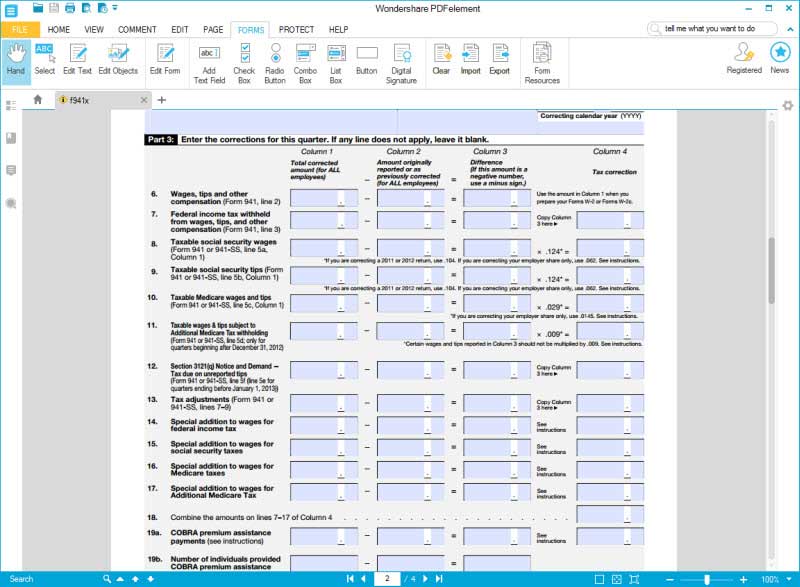 worksheet 2 form 941 x