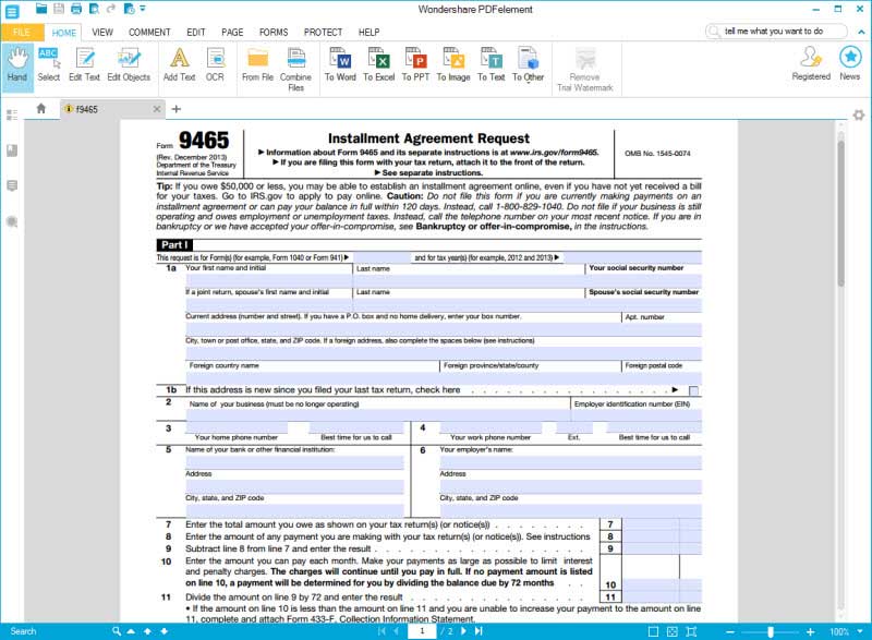 IRS Form 9465 Instructions For How To Fill It Correctly