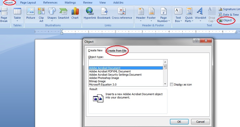 how to add a pdf to a word document