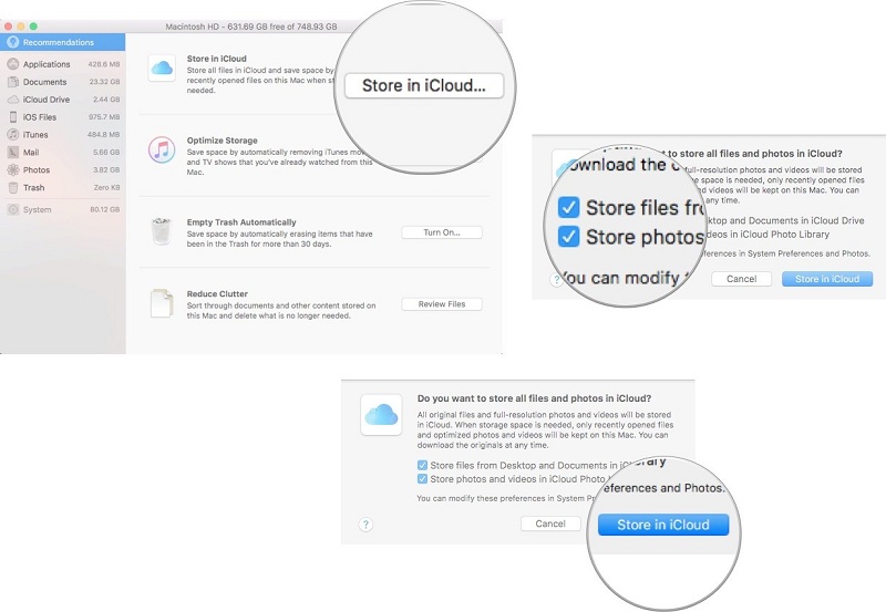 store in icloud