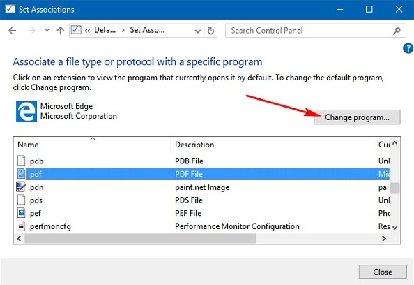 Change Default PDF Viewer In Windows 10