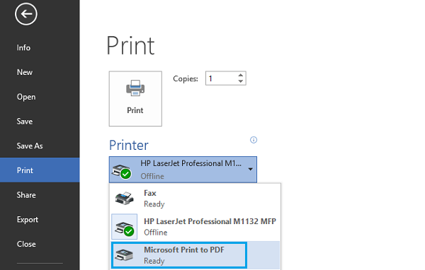 microsoft to pdf printer