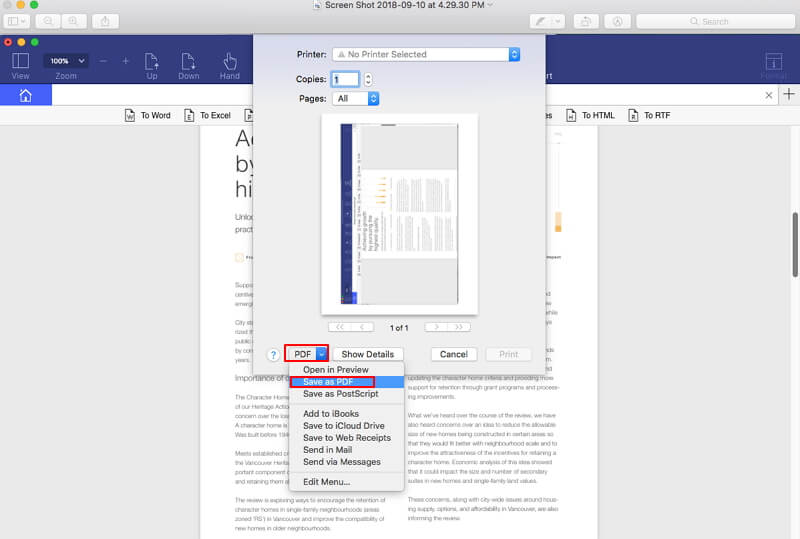 how to change pages to pdf on mac