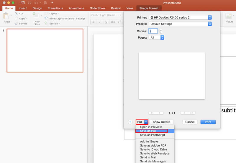 how to open pdf in powerpoint mac