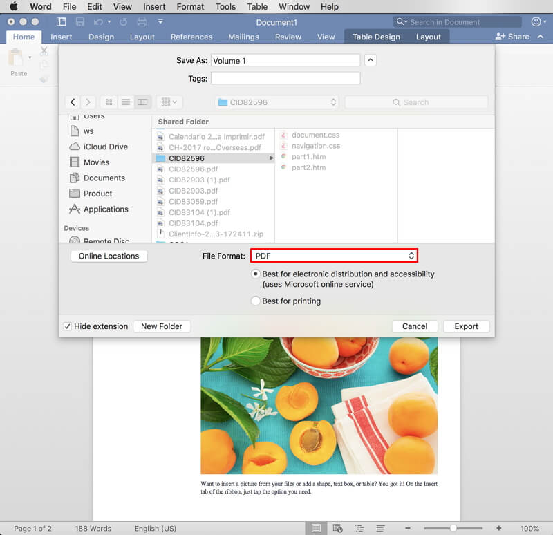 how to convert word doc to pdf on mac