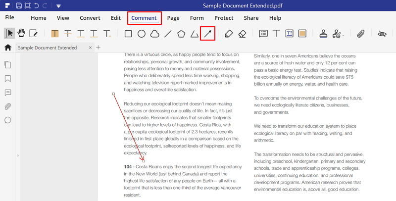 how to add arrow in pdf