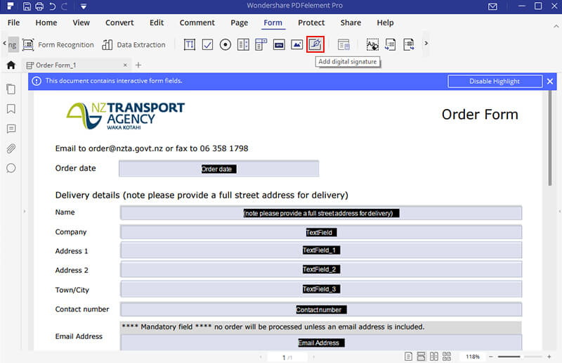 import data into pdf form