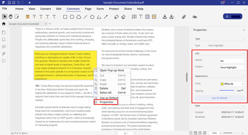 how to highlight area in pdf