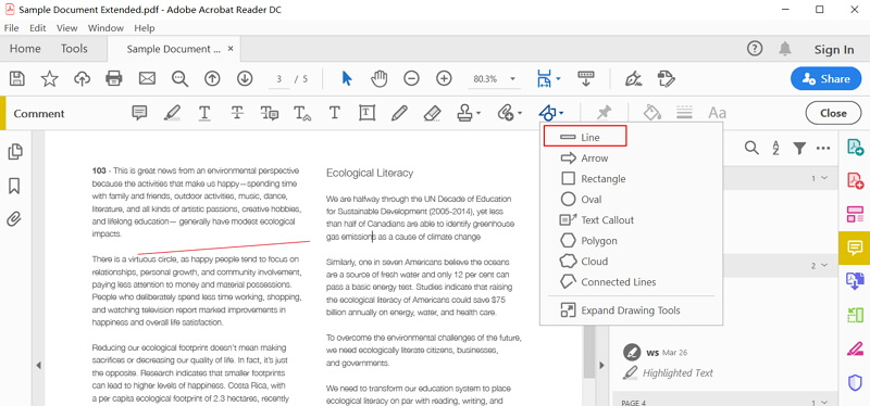draw line in adobe acrobat
