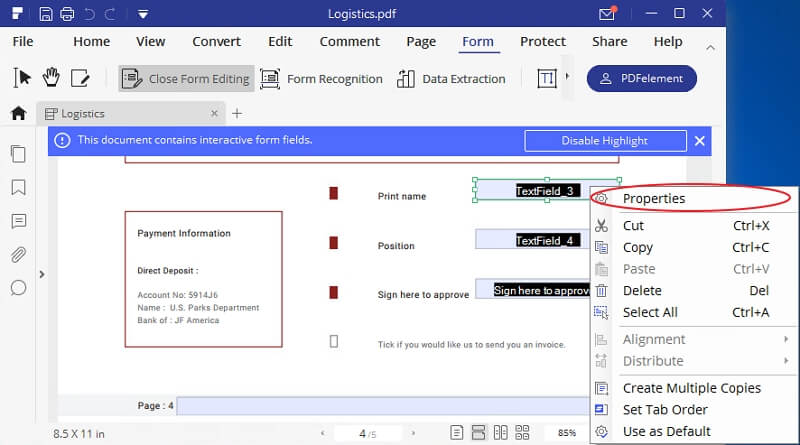 change font size of pdf text box for mac