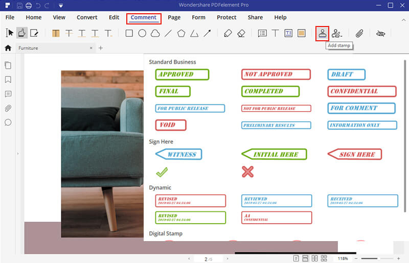 adobe acrobat dynamic paid stamp