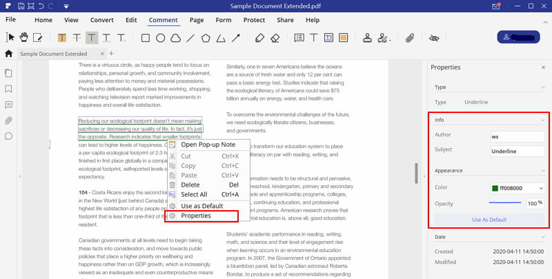 how to underline text in pdf