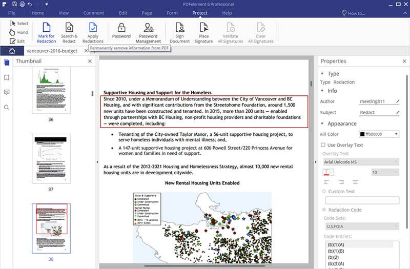 How to Redact PDF in Foxit Wondershare PDFelement